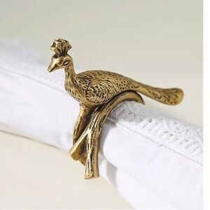 Anthropologie Pavo Peacock Napkin Rings - Set of 4 - NWT